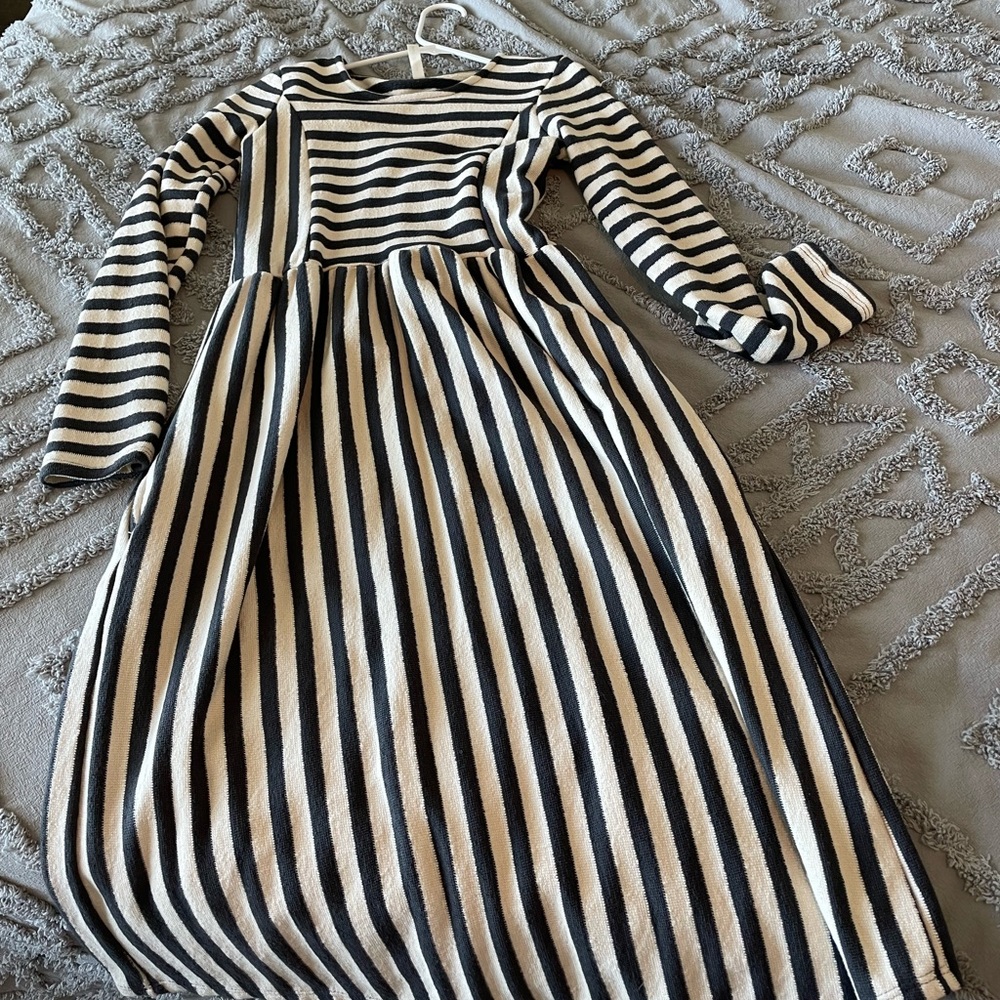 Womens size small blue and white striped midi dress